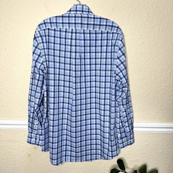 Lauren Ralph Lauren Regular Fit Stretch Button Down Shirt Men's L Blue Plaid - Picture 4 of 7